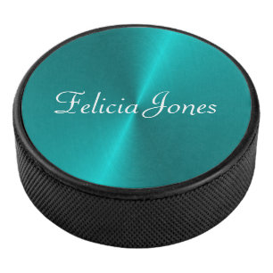 Blau glänzende Imitate Metal-Monogramm Eishockey Puck