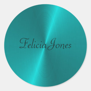 Blau glänzende Imitate Metal-Monogramm Runder Aufkleber