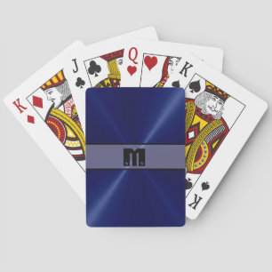 Blau Glänzender Edelstahl Metall 6 Spielkarten