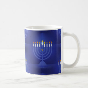 Blau glücklich hanukkah kaffeetasse