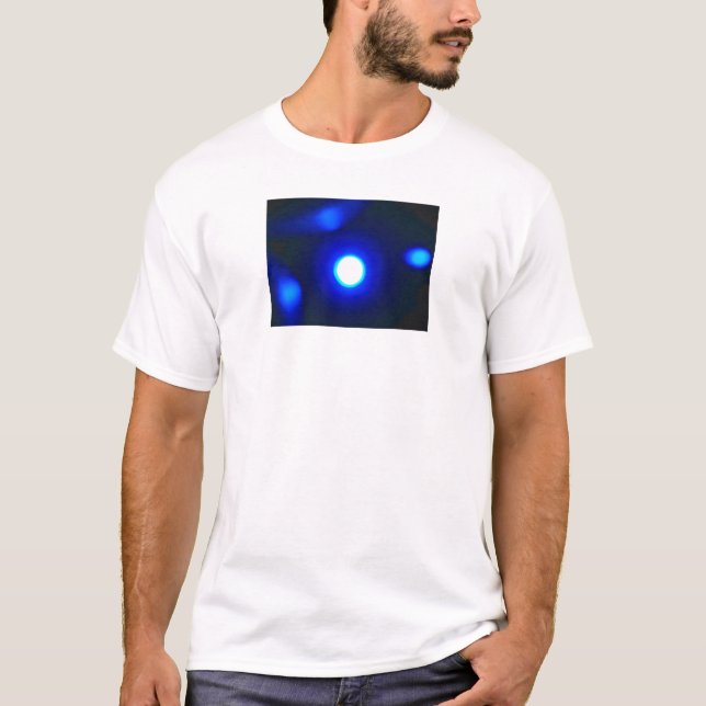 "Blau glüht" weißer T - Shirt (Vorderseite)