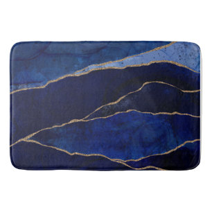 Blau & Gold Achat Moderne Glamour Minimal Chic Bad Badematte