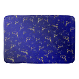 blau, gold, blau, gold, silber, zeichnend, fisch, badematte