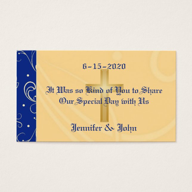 Blau, Gold, Christliches Kreuz, Damaskus Hochzeits (Vorderseite)