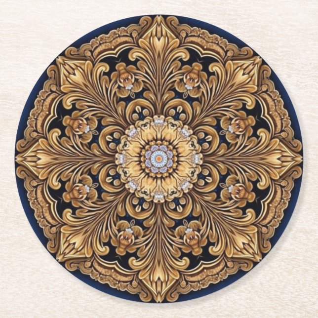 Blau Gold Deko Papier Untersetzer (Vorderseite)