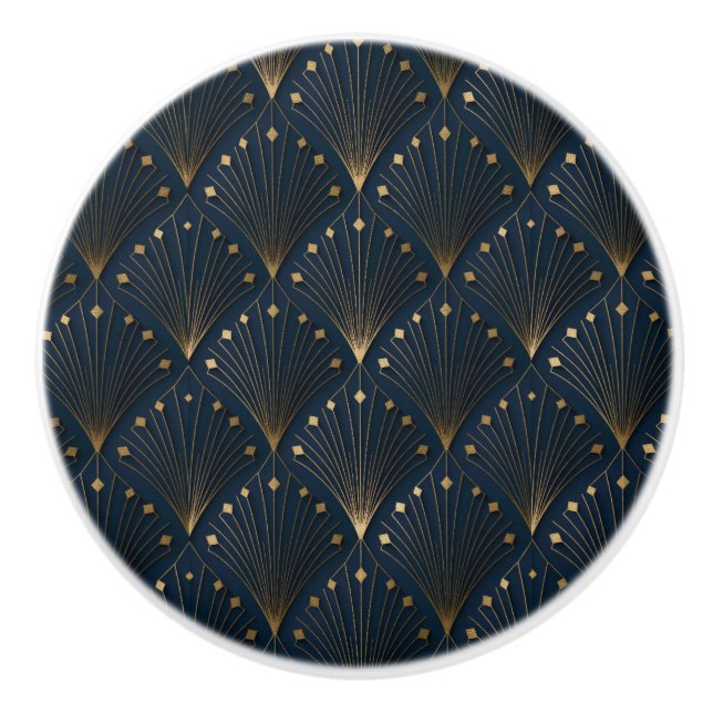 Blau-Gold-Dekorationsmuster Keramikknauf (Vorderseite)