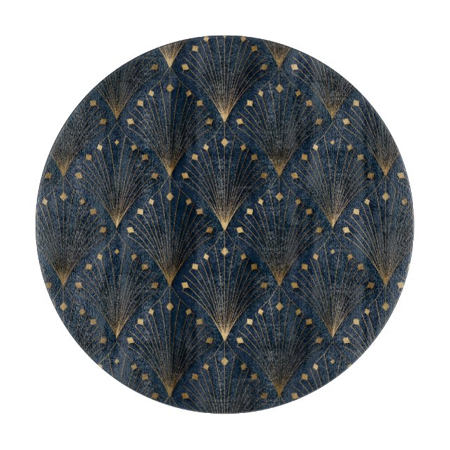 Blau-Gold-Dekorationsmuster Schneidebrett (Vorderseite)