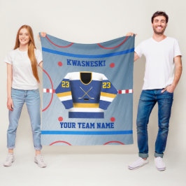 Blau| Gold Eishockeyschläger| Player Jersey Fleecedecke