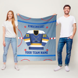 Blau Gold Eishockeyschläger Player Jersey Fleecedecke