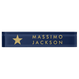 Blau Gold Farben Professionell Trendig Gold Star Namensplakette