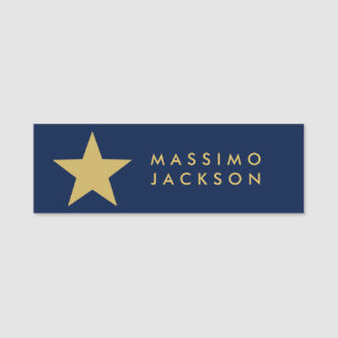 Blau Gold Farben Professionell Trendiger Goldstar Namensschild