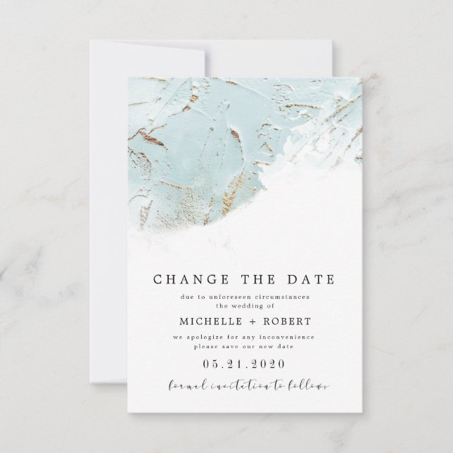 Blau-Gold-Foto ändern Datum Einladung (Vorderseite)