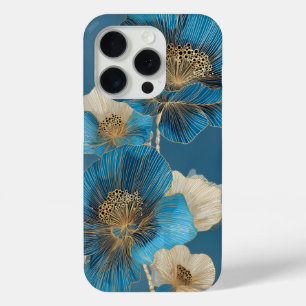 Blau Gold Linie Art Mohn Botanisch Blumig Case-Mate iPhone Hülle
