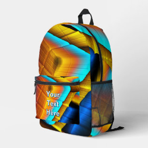 Blau-Gold Metallisches Muster 33 Bedruckter Rucksack
