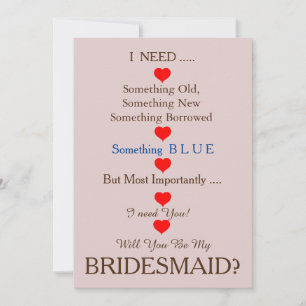 Blau & Gold mit Herz werden Sie meine Bridesmädche Einladung