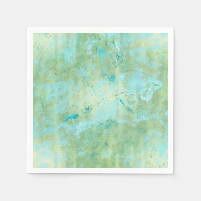 Blau & Gold Moderne Marmorplatte Abstrakt Serviette (Vorderseite)