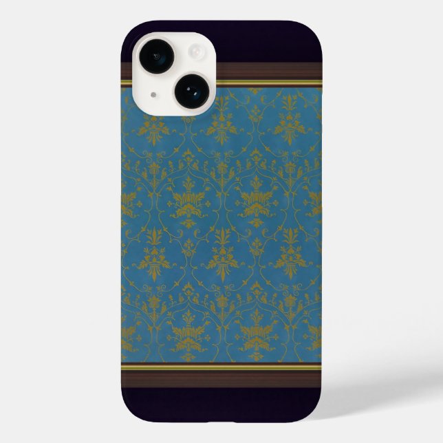Blau-Gold-Muster Case-Mate iPhone Hülle (Rückseite)
