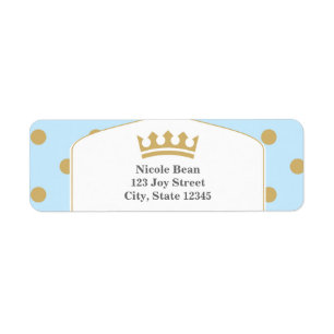 Blau & Gold Punkte Königskronen-Prinz-Adressetiket