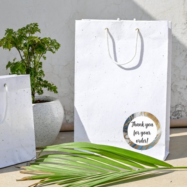 Blau-Gold und weißer Marmor Vielen Dank Runder Aufkleber (Von Creator hochgeladen)