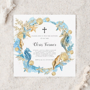 Blau & Gold unter der Meerestaufe Einladung
