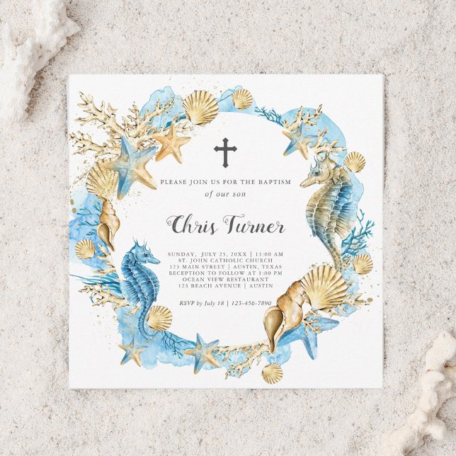 Blau & Gold unter der Meerestaufe Einladung (Von Creator hochgeladen)