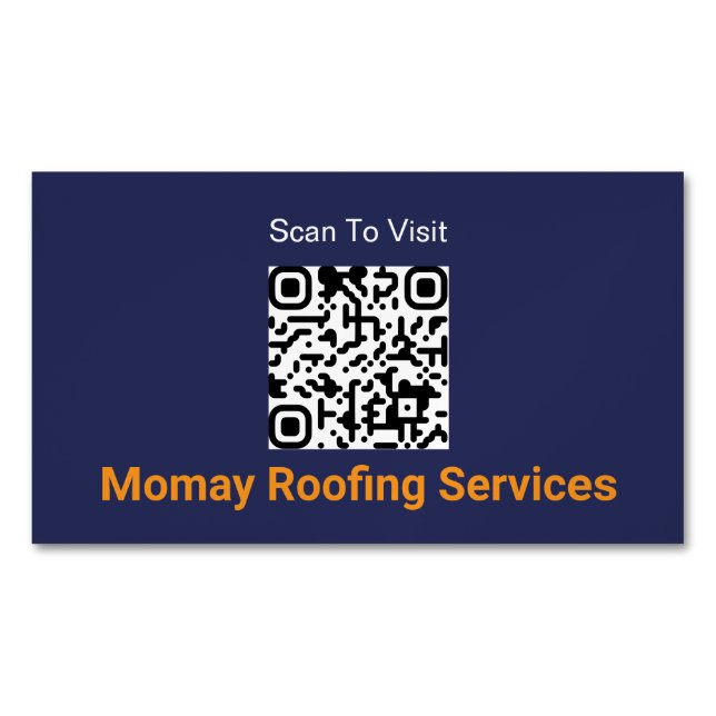 Blau Gold Weiß Dachdecker QR-Code Magnetische Visitenkarte (Vorderseite)