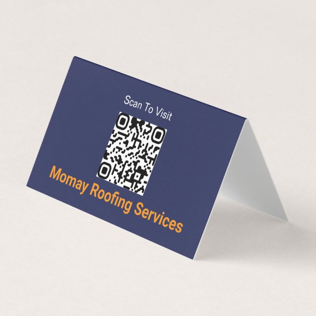 Blau Gold Weiße Dachdecker-QR-Code Visitenkarten (Vorderseite)