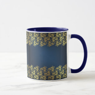 blau, goldblütig, blumenreich, chic, elegant, Dama Tasse