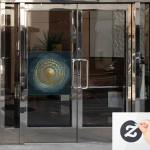 Blau-goldene, verzierte Schnörkel Fensteraufkleber