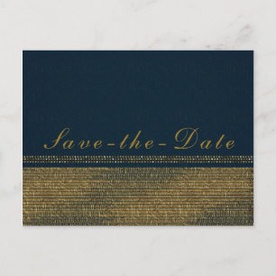 Blau-goldener Chic funkelnder Glam Save-the-Date-E Ankündigungspostkarte