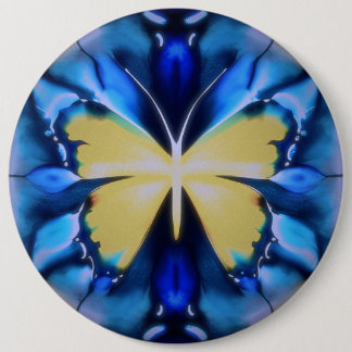 Blau-goldener Tie-Dye-Schmetterlingsknopf Button