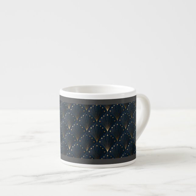 Blau-goldenes Dekorationsmuster Espressotasse (Vorderseite Rechts)