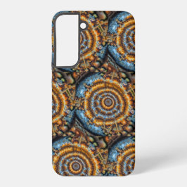 blau-goldenes Fraktalwirbel Samsung Galaxy Case Hülle
