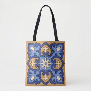 Blau-goldenes geometrisches Floral