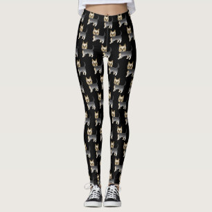 Blau-goldenes Muster eines Yorkshire-Terrier-Hunde Leggings