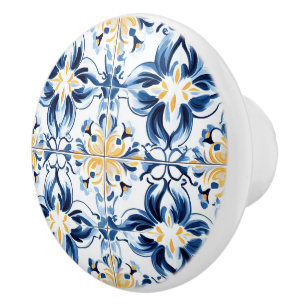 Blau-goldenes Muster Keramikknauf