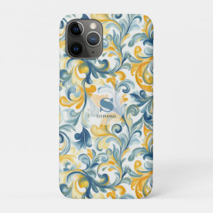 Blau-goldenes Paisley-Blattmuster Case-Mate iPhone Hülle
