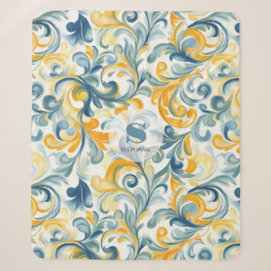 Blau-goldenes Paisley-Blattmuster Sherpadecke