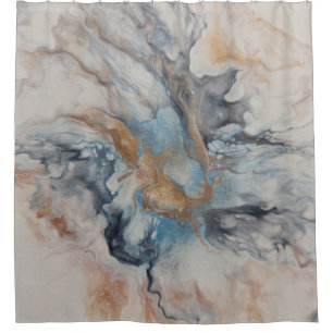 Blau, grau, Bronze, cremefarben abstrakt, modern Duschvorhang