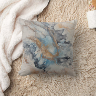 Blau, grau, Bronze, cremefarben abstrakt, modern Kissen