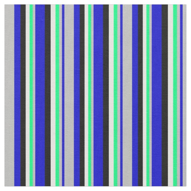 Blau, Grau, Grün, Minzcreme und Schwarz Stoff (Nahaufnahme)