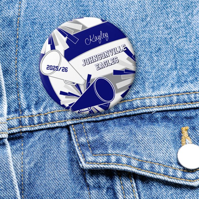 blau grau oder ANY COLORS Volleyball Cheerleader Button (on denim jacket)