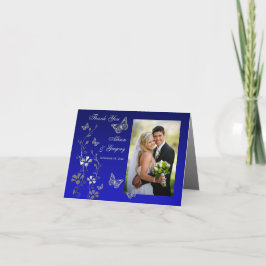 Blau, Grau Schmetterling Foto Danke Karte