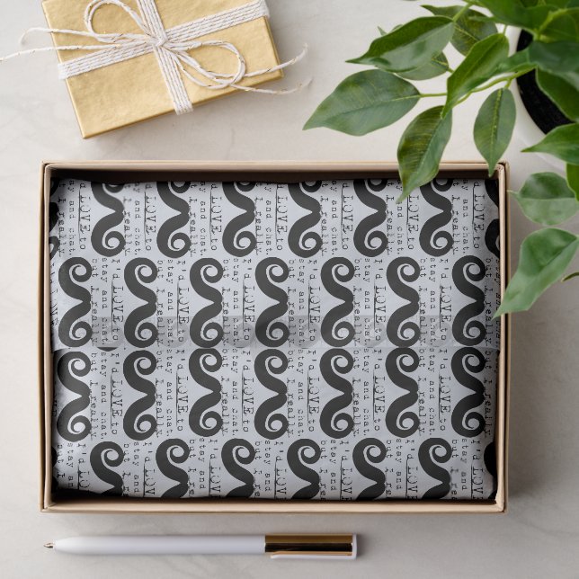 Blau Grau Schwarz Lustig Humor Ich Schnurrbart Seidenpapier (Geschenk)