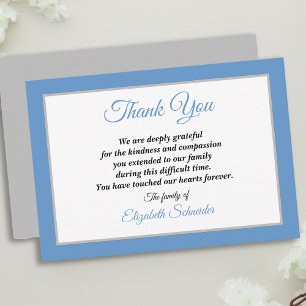 Blau Grau und Silber Einfache Danksagung für Beile Dankeskarte