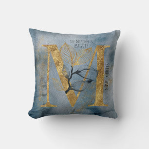 Blau graue Farbe M Monogram Kissen Kissen