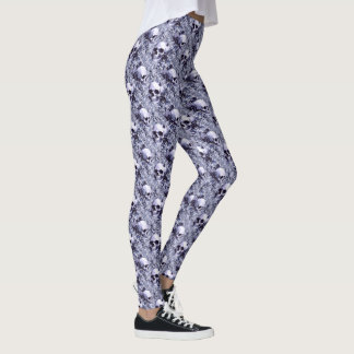Blau-graue gotische Blumen Leggings