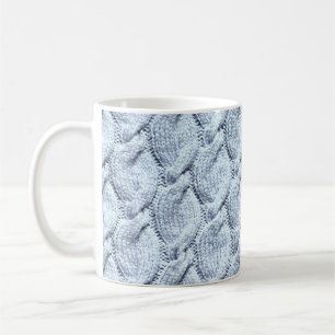 Blau-graue große gestrickte Kabel Tasse