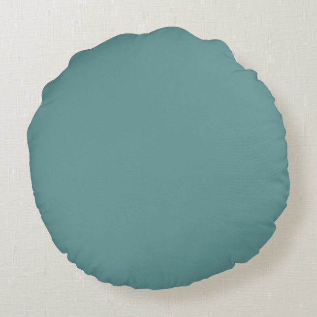 Blau Graue schlichte Farbe Rundes Kissen (Rückseite)