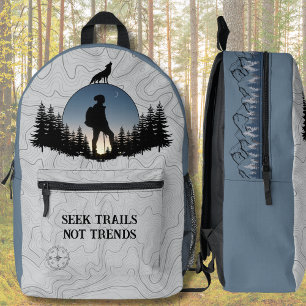 Blau-Grauer Explorer-Wander-Trail-Rucksack Bedruckter Rucksack